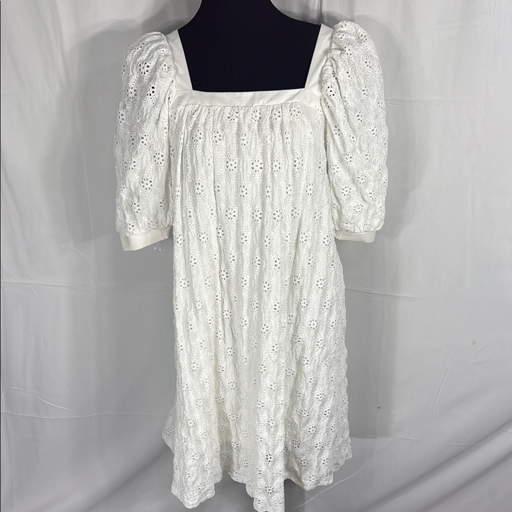 Anthropologie White Eyelet Mini Dress